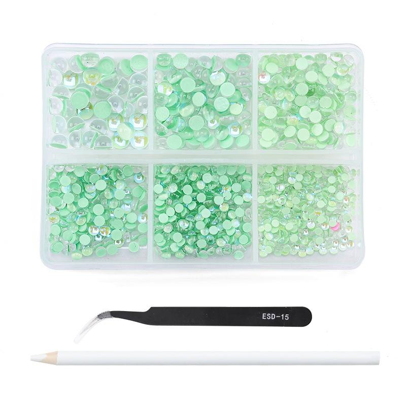 Colorful Mocha Jelly Nail Diamond Semicircular Flat Bottom Diamond Nail Art Rhinestone Jewelry Nail Sticker Diamond Set