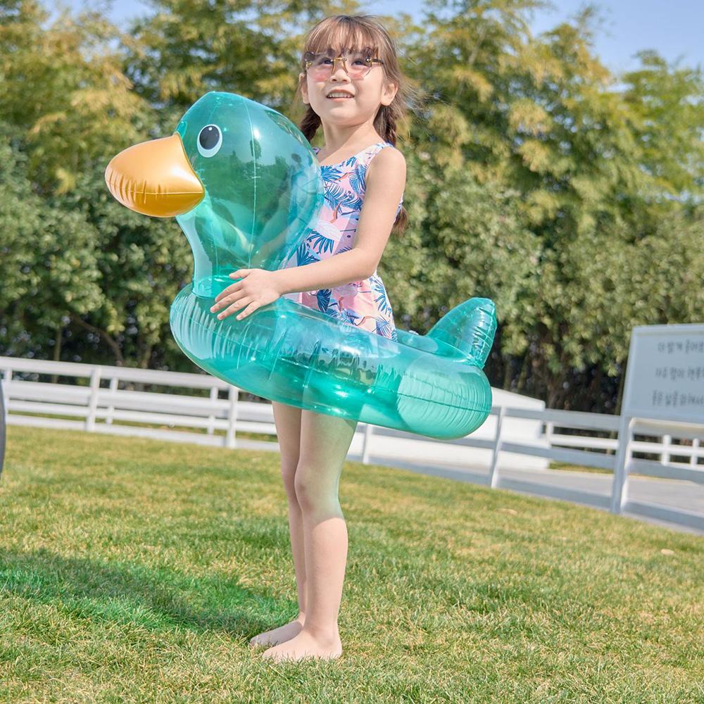 Cute Transparent Duck Swimming Ring for Children Kids Inflatable Baby Bath Swim Circle Floating Seat Ring Swimming Pool Toys