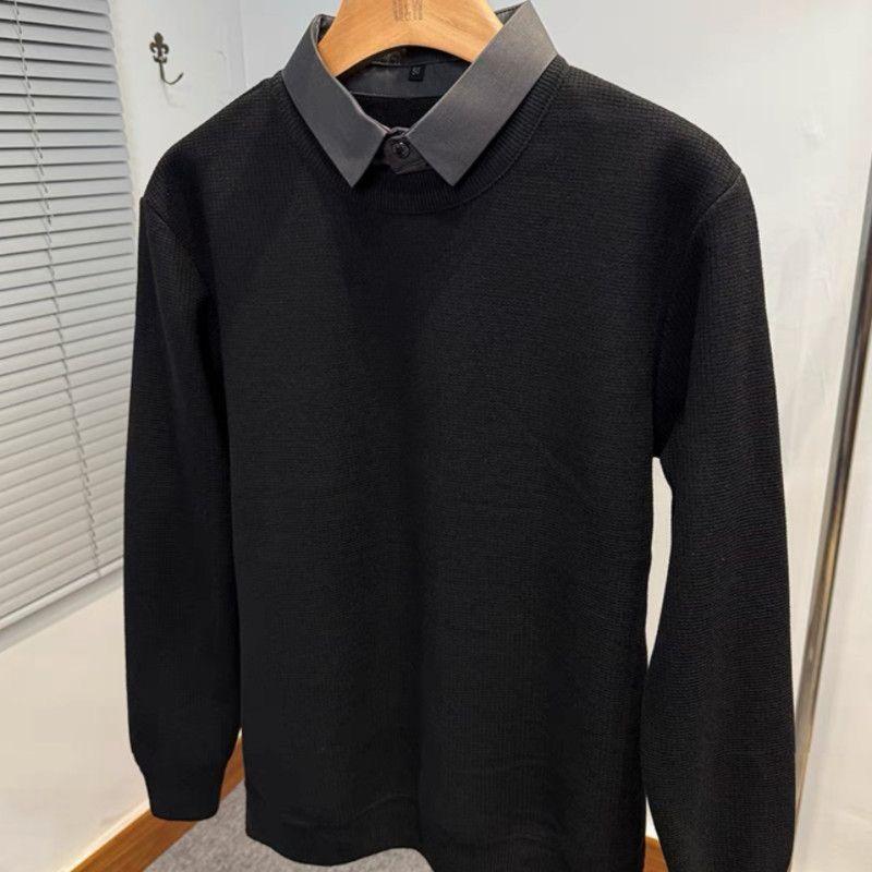 Neue Wintermode Herren Fake-Zweiteiler Spleiß-Poloshirt, dick und warm, cooles und vielseitiges Oberteil