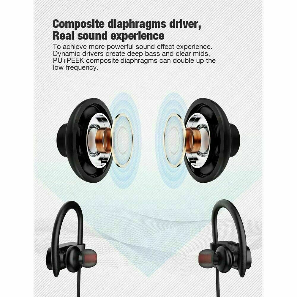 Bluetooth Wireless Headphones Earphones Waterproof Sport Earbuds In Ear Headset