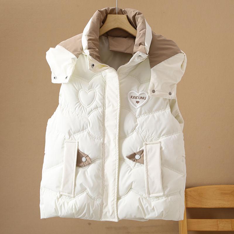 New Cotton Vest Short Autumn and Winter New Hooded Padded Cotton Vest Vest Vest Jacket