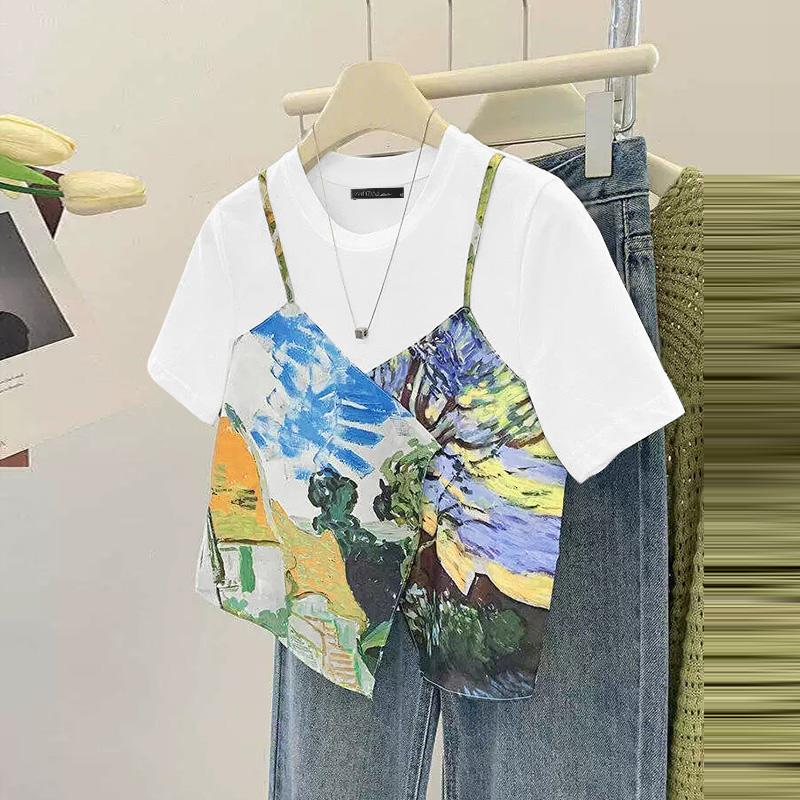 ZANZEA Women Casual Round Neck Loose Short Sleeve Patchwork T-Shirts