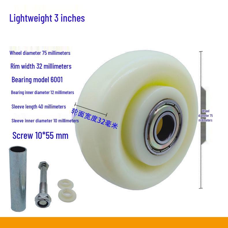 Durable Nylon Universal Casters for Trolleys - Sizes: 3", 4", 5", 6", 8"
