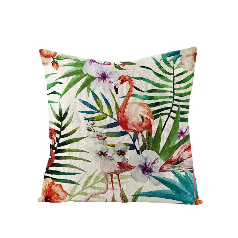 Tropical Green Leaf Linen Pillowcase - Nordic Style Sofa Cushion Cover