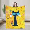 Pete The Cat Yellow Cartoon Velvet Throw Blanket Blanket for Home Office Ultra-Soft Quilt