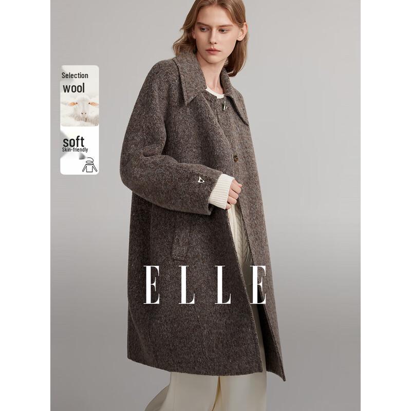 ELLE Women s Winter Merino Wool Double-Sided Coat M