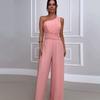 Womens Fashion Off Shoulder High Waist Wide Leg Jumpsuit Solid Color Streetwear