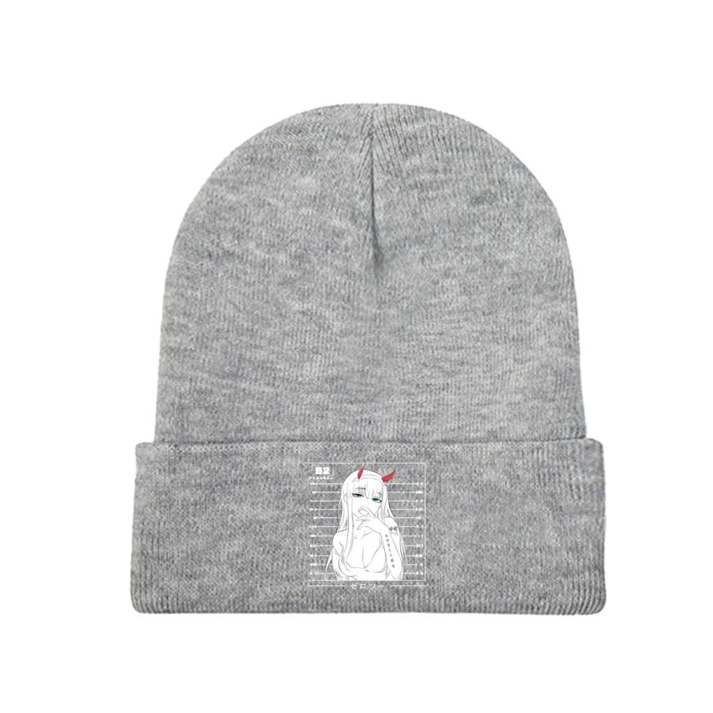 Zero Two Darling In The Franxx Knitted Caps Women's Unisex's Beanie Autumn Winter Hat Polyester Sexy Crochet Cap
