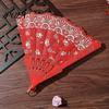 Chinese Style Sturdy Plastic Rib Fan Vintage Lace Folding Portable Floral Pattern Elegant Handheld Lightweight for Tea Wear Hand Dance Performance