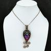 Purple Carved Bone Face Gemstone Pendant Copper Wire Wrapped Pendant Coral & Turquoise Pendant Copper Wire Wrapped Jewelry Handmade Pendants