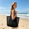 Mesh Beach Tote, Women Shoulder Bag, Sandproof Breathable Beach Bag with Zippered Pocket, Summer Travel Tote Bag for Holiday Daily Use