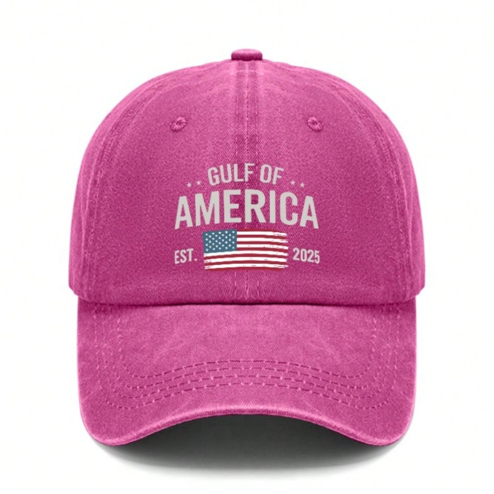 [Patriotic Baseball Cap] 2025 Gulf Of AMERICA Print Adjustable Hat Vintage Washed Polyester - Unisex Casual Outdoor Sports Gift For July 4Th