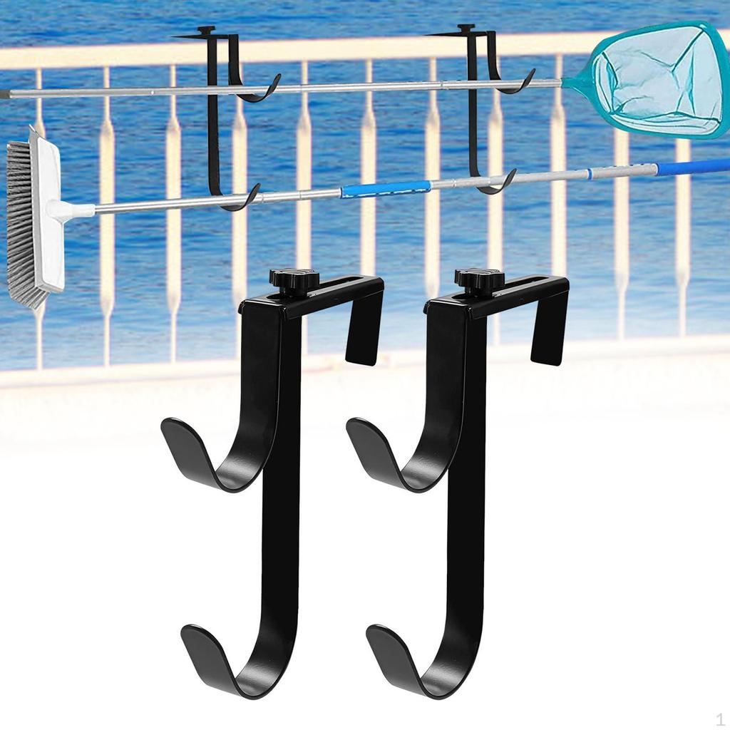 2Pcs Pool Pole Hanger Tool Organizer Metal Heavy Duty Rustproof Hooks for Poles Hanging