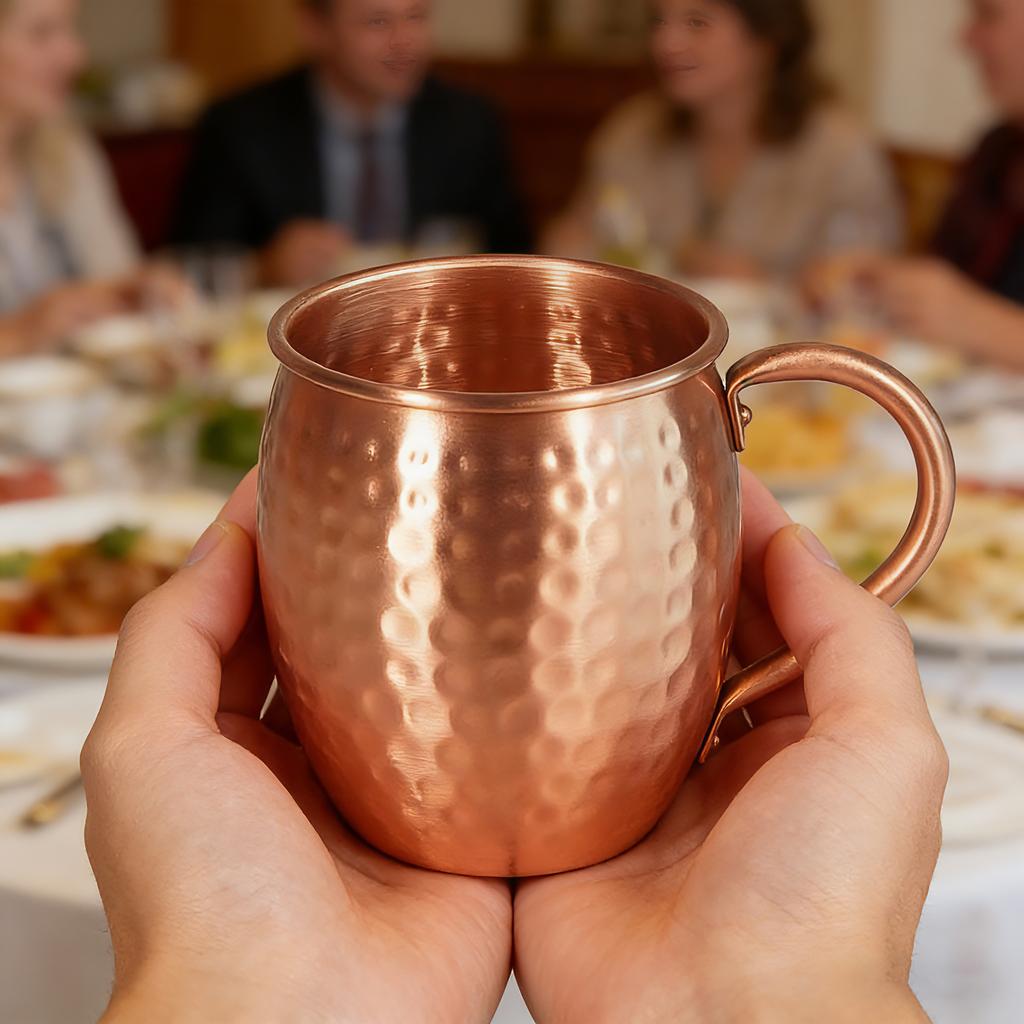 350Ml 12Oz 100% Copper Moscow Mule Mug Durable Coppery Beer Mug Coffee Mug Milk Cup Pure Copper Cocktail Whiskey Glass Drinkware