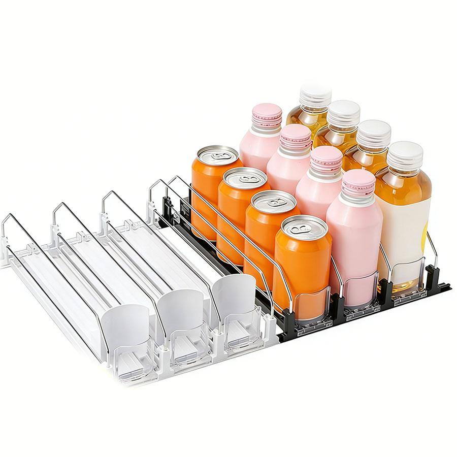 Upgraded Double Spring Fridge Drink Pusher, Auto-Advance Soda Can Organizer, Smooth Glide Beverage Dispenser for Refrigerator