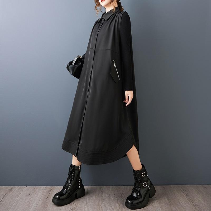 Sleeveless Plus Size  Vintage Black New In Tank Dresses for Women Casual Loose Long Spring Autumn Shirt Dress