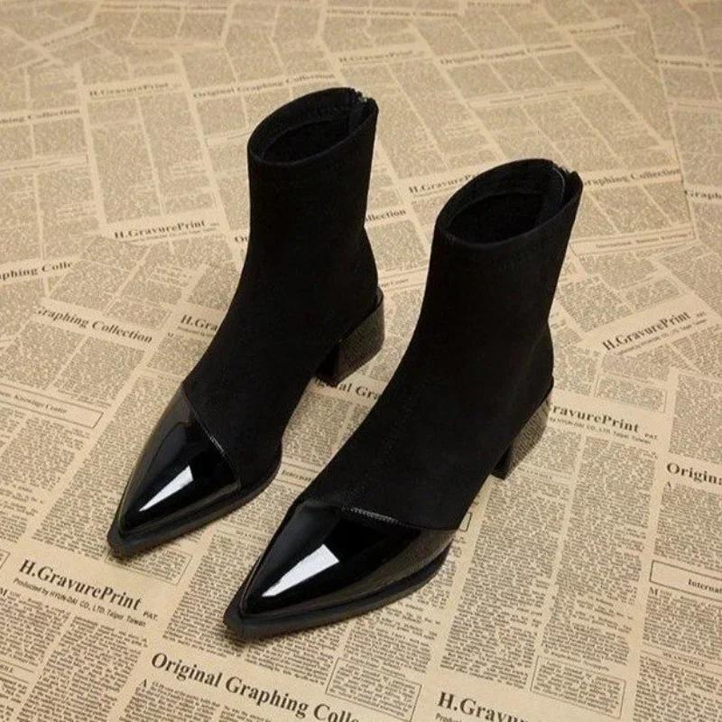2026New Women Boots Fashion Pointe Ankle Boots Comfortable Elastic Socks Boots for Women Elegant Temperament Short Booties Botas