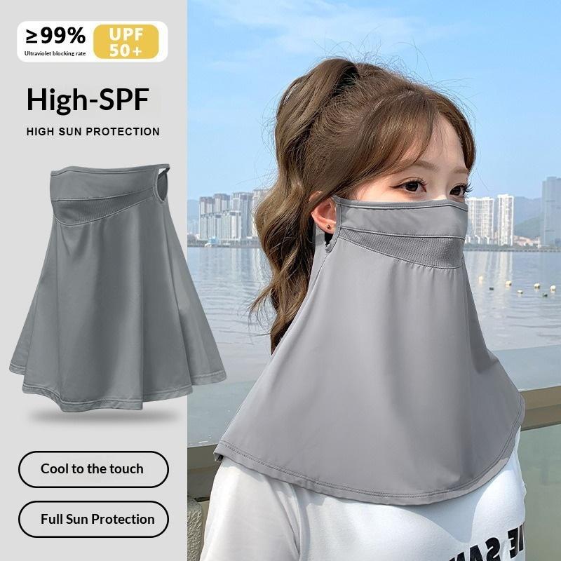 UV Protection Ice Silk Sunscreen Face Mask Neck Cover with Brim Outdoor Cycling Sun Protection Hat