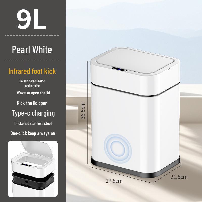 Smart Induction Stainless Steel Kitchen Trash Can 9L with Inner Bin
