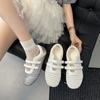 Faux leather mesh little white shoes women's 2025 spring new round head breathable board shoes platform casual sports moral training shoes