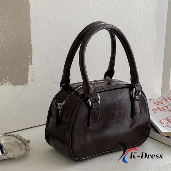Emaille Mini Crossbody Bowling Bag Two-Way Strap Tote Leren Telefoontasje