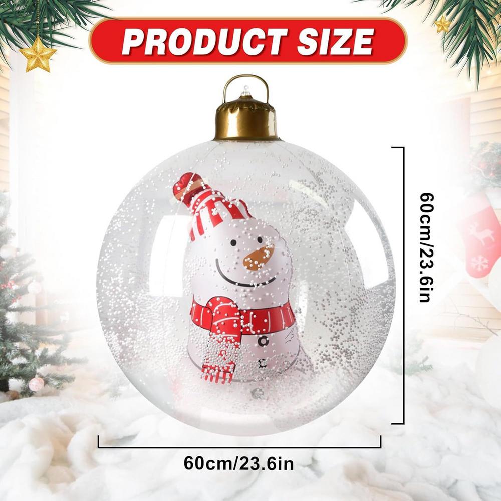 60cm Light Up Inflatable Christmas Balls Ornaments,PVC Inflatable Christmas Decorations Ball with LED Light