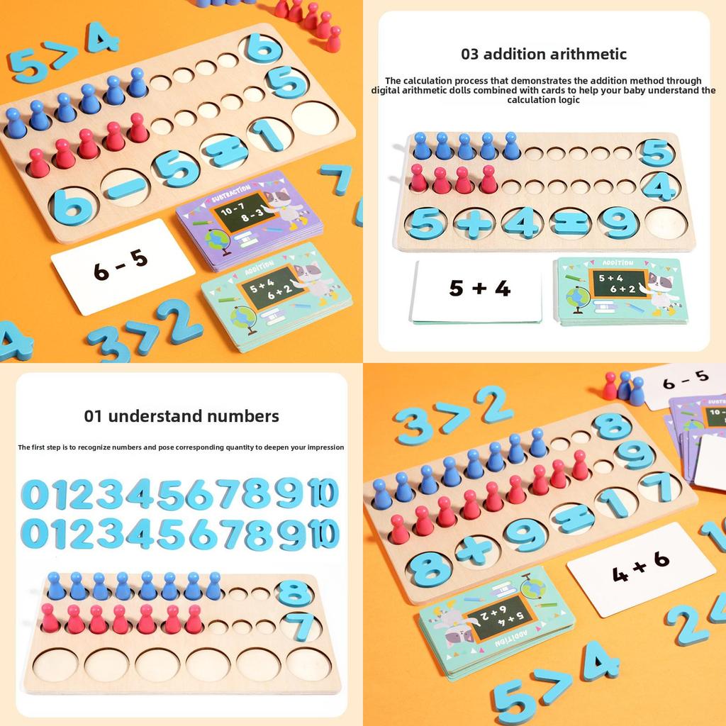 Hölzernes Lernspielzeug für Kinder mit Zahlenzähl- und Additionsfähigkeiten für das frühe Lernen