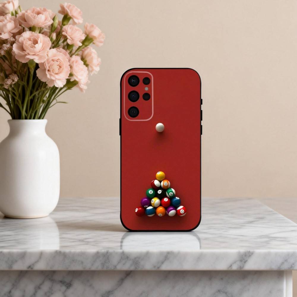 

B-Billiards B-Ball S-Sports Phone Case For Samsung S25,24,23,22,30,21,10,9,Ultra,Plus,Lite,FE,4,5 G Soft Black Case Samsung S26Plus