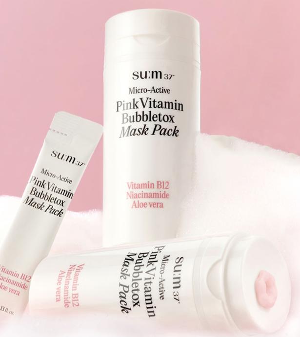 SUM37 Micro-Active Pink Vitamin Bubbletox Mask 100ml – Brightening & Pore Cleansing
