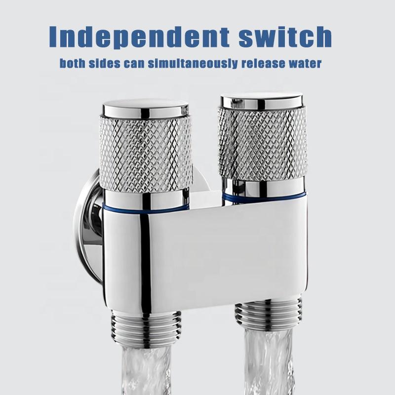 G1/2" Standard Messing 1 in 2 Aus Winkelventil Reinigungs-Toiletten-Bidet-Sprüher Shattaf Doppelgriff Wandmontage Set für Badezimmer