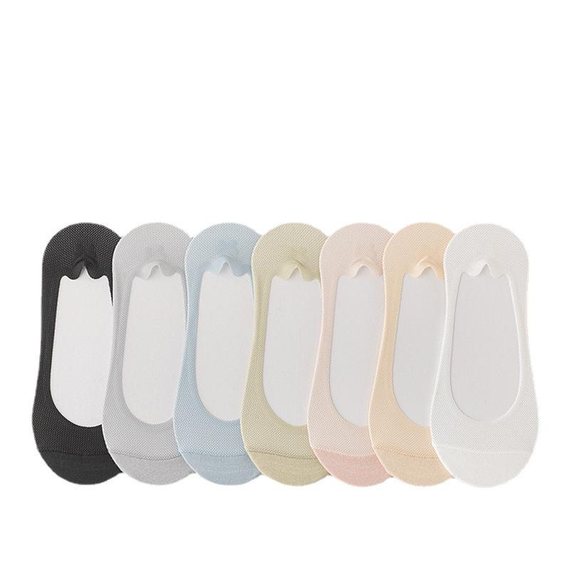 Women's Non-Slip Low-Cut Ice Silk Boat Socks – Summer Thin, Invisible, Pure Cotton, Short Style