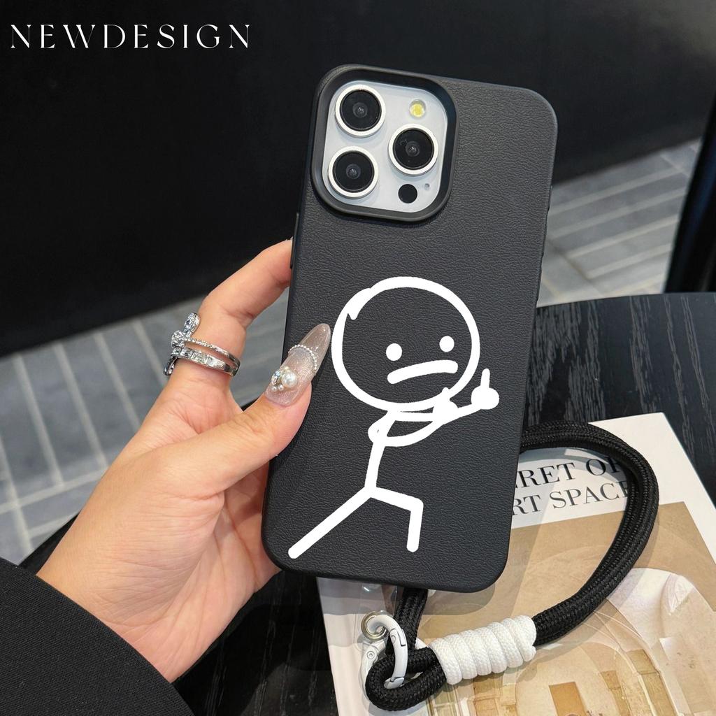Funny Cartoon Matchman Phone Chain Lanyard Case For iPhone 17 16 15 14 13 Pro Max 11 Plus Shockproof Silicone Luxury Soft Funda