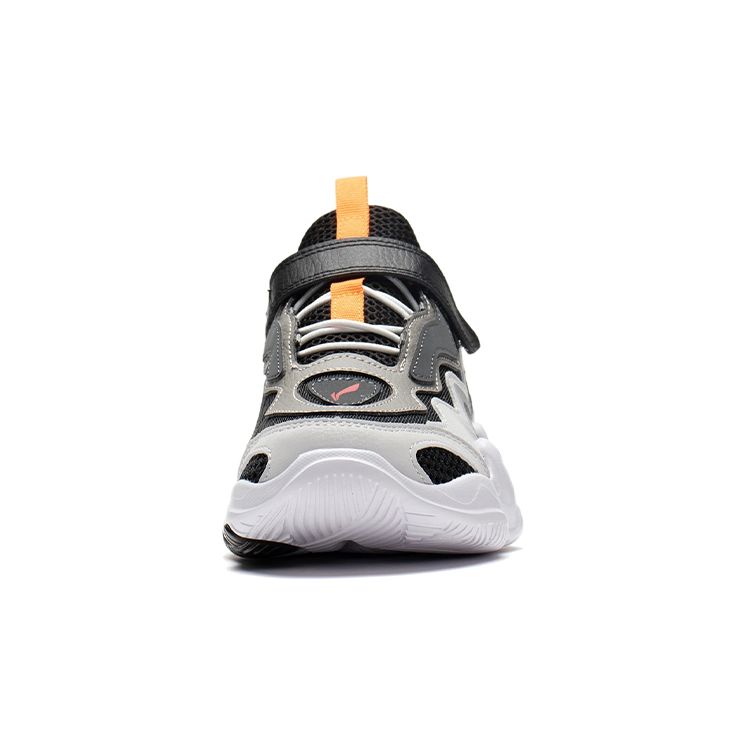Li Ning Childrens Evo Non-Slip Shock Absorbing Wear-Resistant Breathable Sports Casual Shoes Kids Shoes Black Gray YKCS050-1