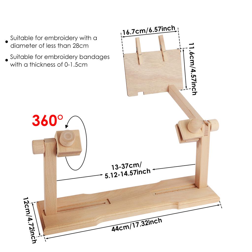 Embroidery Frame Hoop Stand Adjustable Wooden Embroidery Hoop Desktop Stand Cross Stitch Rack Frames Rings Sewing Tools Supplies