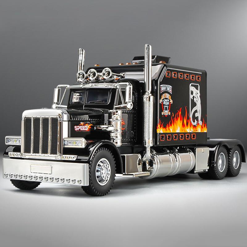 1/24 Peterbilt 389 Tractors Truck Alloy Toy Car Model Wheel Steering Sound and Light Children's Toy Collectibles Birthday Gift