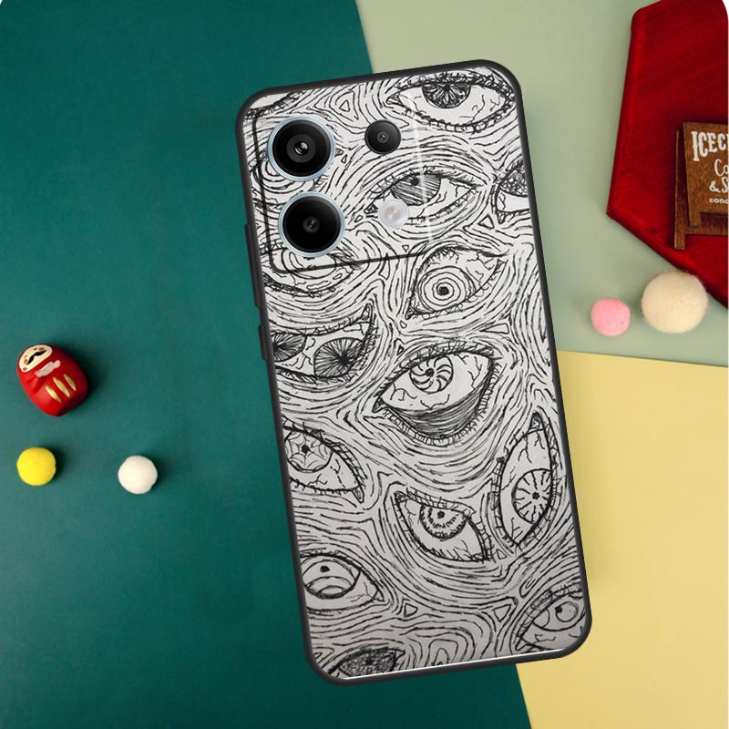 

Scary Face Eyes Smiley Case For Xiaomi Redmi Note 14 Pro 13 12 11 10 15 Pro Plus Redmi 15C 14C 13C 10C 12C 15 Funda Redmi Note 15 Pro 5G
