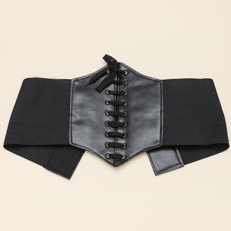 New Corset Black Wide Belts Pu Leather Punk Slimming Body Belts for Women Gothic Clothing Underbust Elastic Bustier Dress Girdle