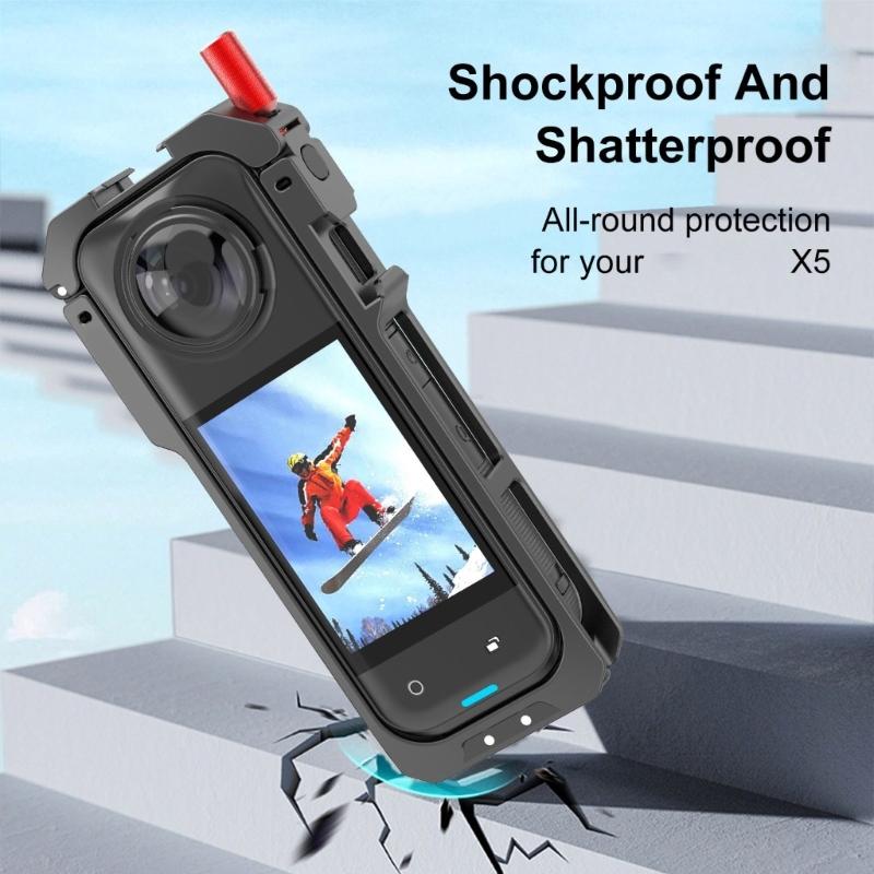 Aluminum Protective Frame Camera Cage For 360 X5 Action Camera With Cold Shoe Mount And Toolless Installation