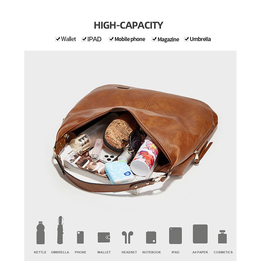 Damen-Tragetasche, Handtasche, PU-Leder, modische Hobo-Umhängetasche mit verstellbarem Schultergurt