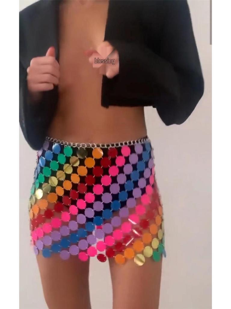 Sequin Punk Style Sexy Midi Skirt YY20217