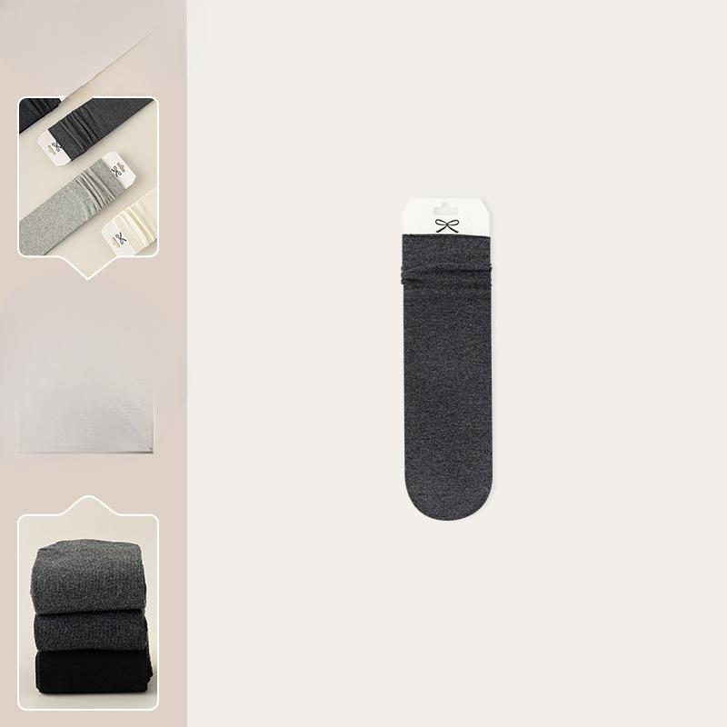Gerollte Frotteesocken für Damen, Mid-calf Baumwollsocken, Sommerdünne gräulich-weiße Mond-Langsocken, Frühling und Herbst Nahtlose Socken