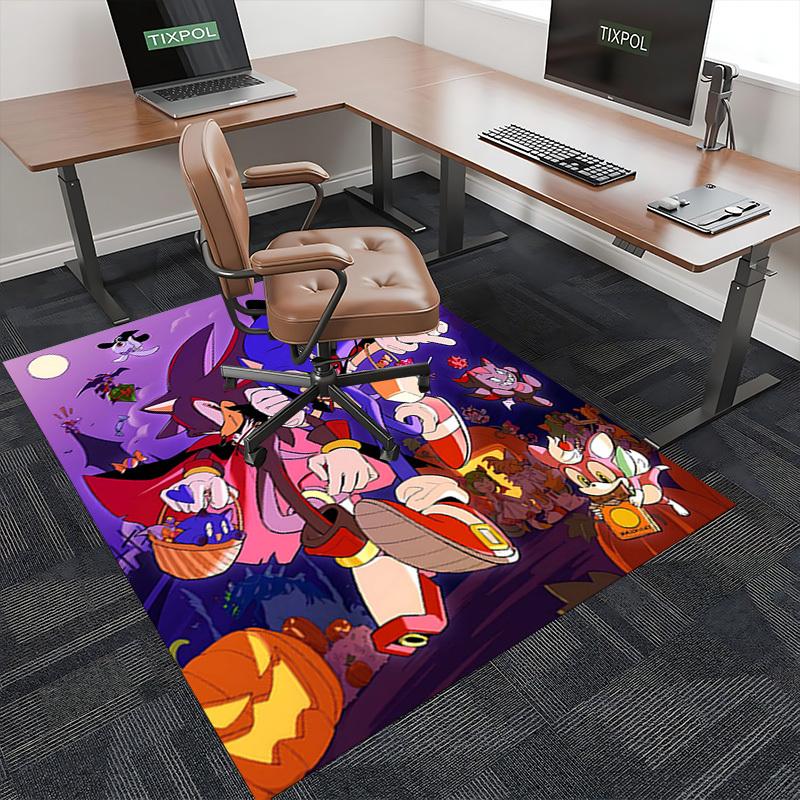 1pc Sonic the Hedgehog Halloween Edition Chair Mat, Anime Cartoon Design, Non-Slip Carpet for Office and Home Decor, Suitable for All Seasons.I045