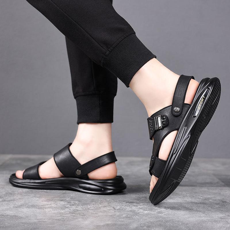 Men's sandals 2025 summer cowhide high-end beach shoes men's casual outer wear leather sandals extra large size 4748