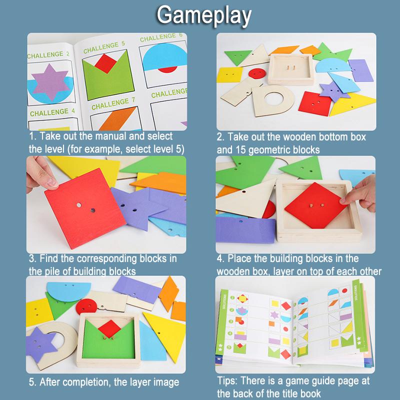 Kids Geometric Tangram Jigsaw Brain Game Montessori 3D Creative Toy Logical Thinking Challenge Intellectual Game Educational Toy