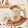 304 Stainless Steel Milk Coffee Mug With Folding Spoon Cute Double Wall Water Cup Portable Durable Sealed Drinking Cup
