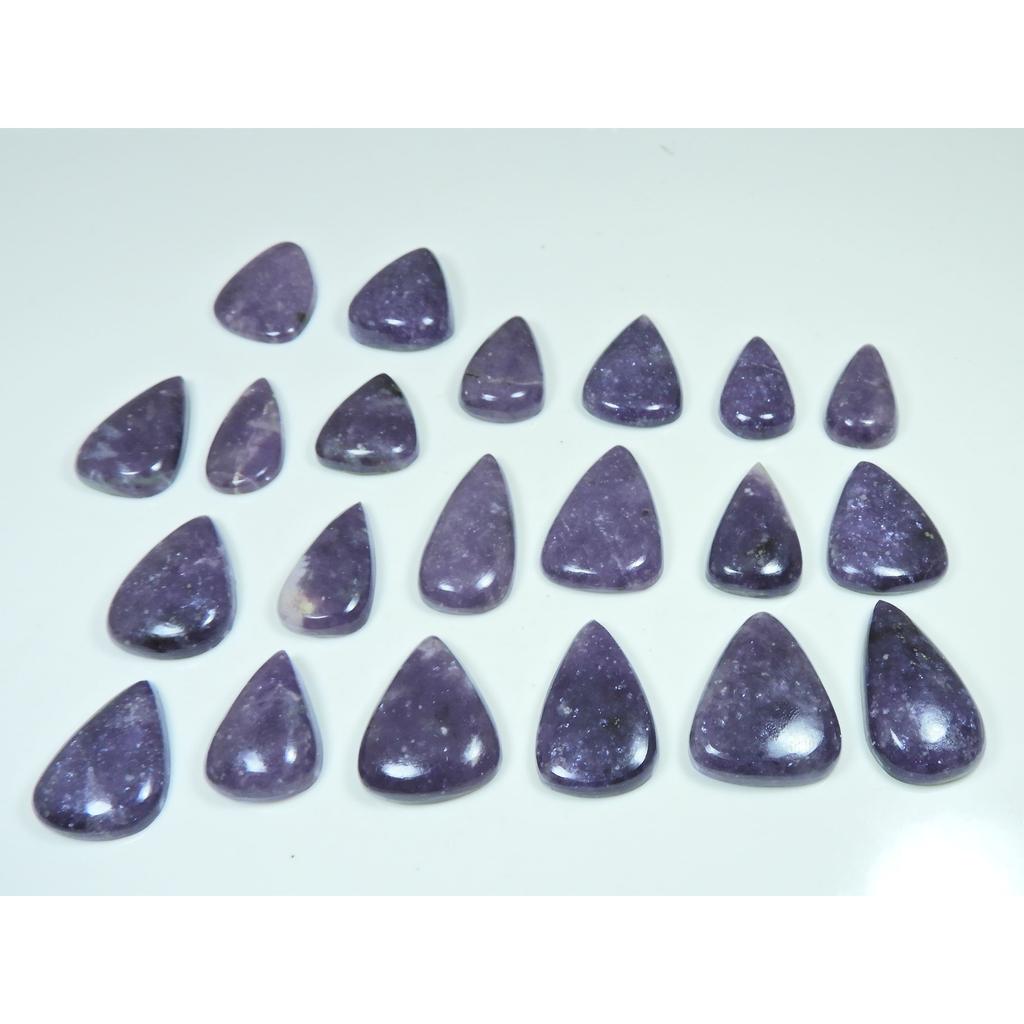 420Cts. Natural Lepidolite Pear Shape Cabochon Loose Gemstone 21 Pcs Lot C-3425