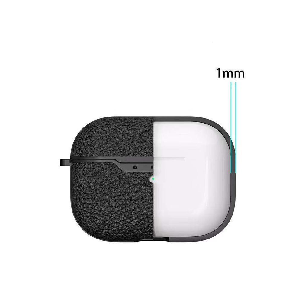 

Litchi Skin Leather Coated Case with Hook for Apple AirPods Pro Black