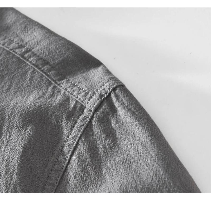 Chinese Retro Style Cotton Linen Tshirt for Men Summer Long Sleeve Top Daily Casual Stand Collar Pullover Men T-shirt 4XL