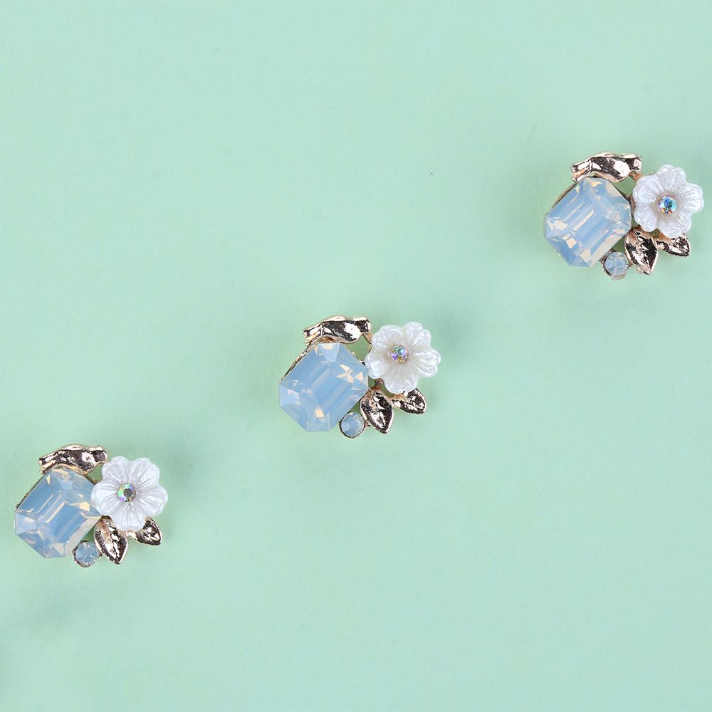 Clothing Decoration Hairpin Accessories Flatback Pearl Buttons Apparel Sewing Rhinestone Button Flower Buckle For 10PCS