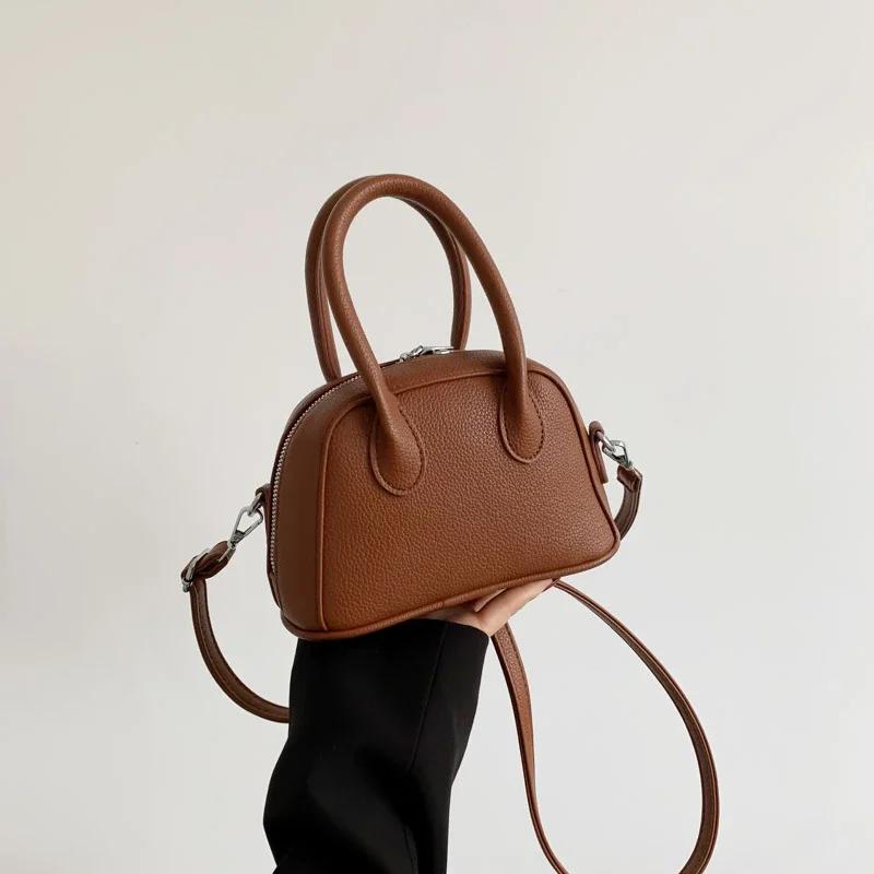 Genți cu mâner superior din PU cu model lichi solid, cu fermoar, genți de umăr la modă simple, vânzare caldă, genți stil de bază pentru femei